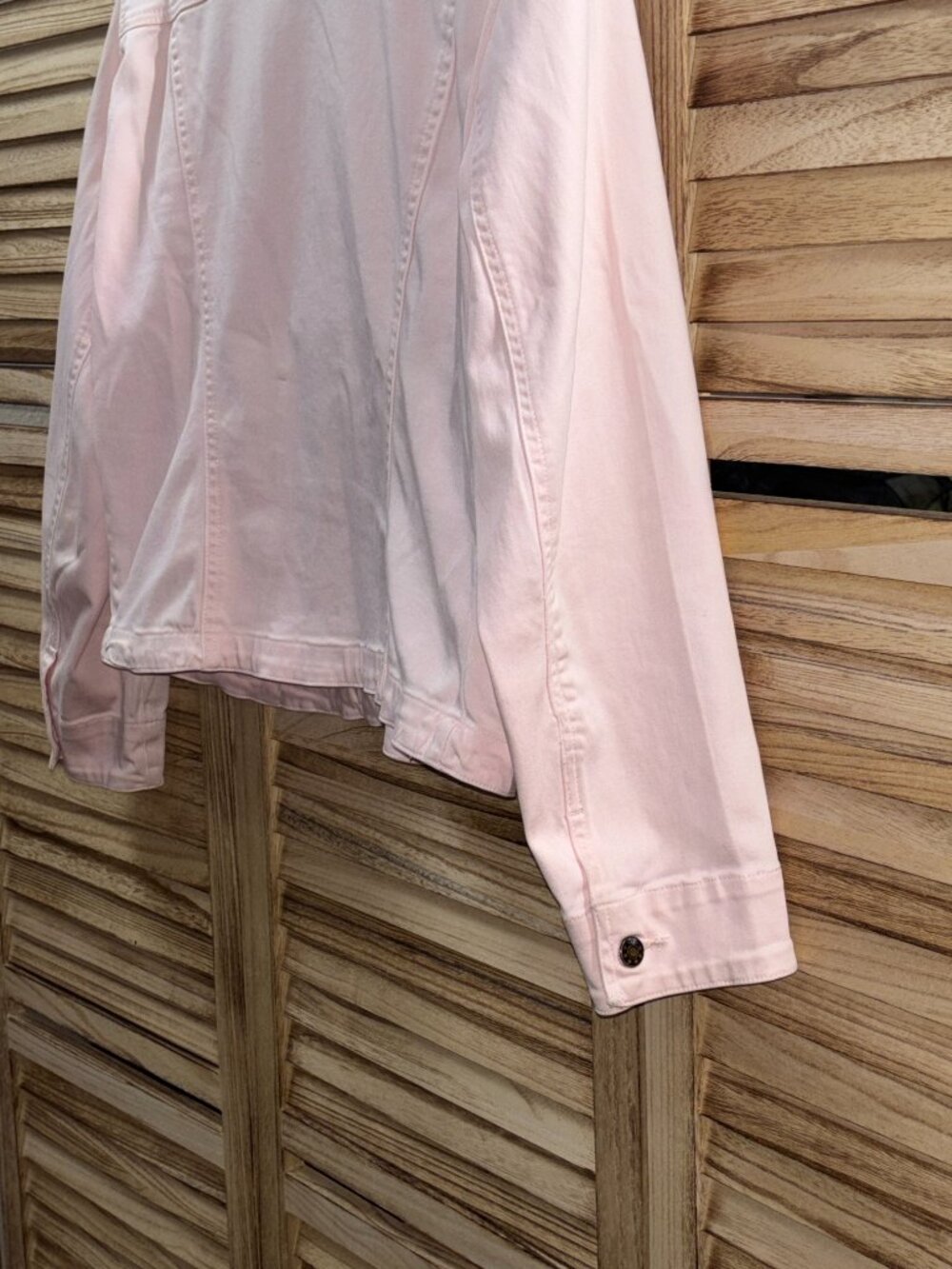 Live A Little Light Pink Soft Denim Jacket Pastel Button Front Medium - Picture 7 of 7